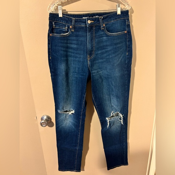 Old Navy OG straight high rise dark blue jeans, size 12 - Picture 2 of 4